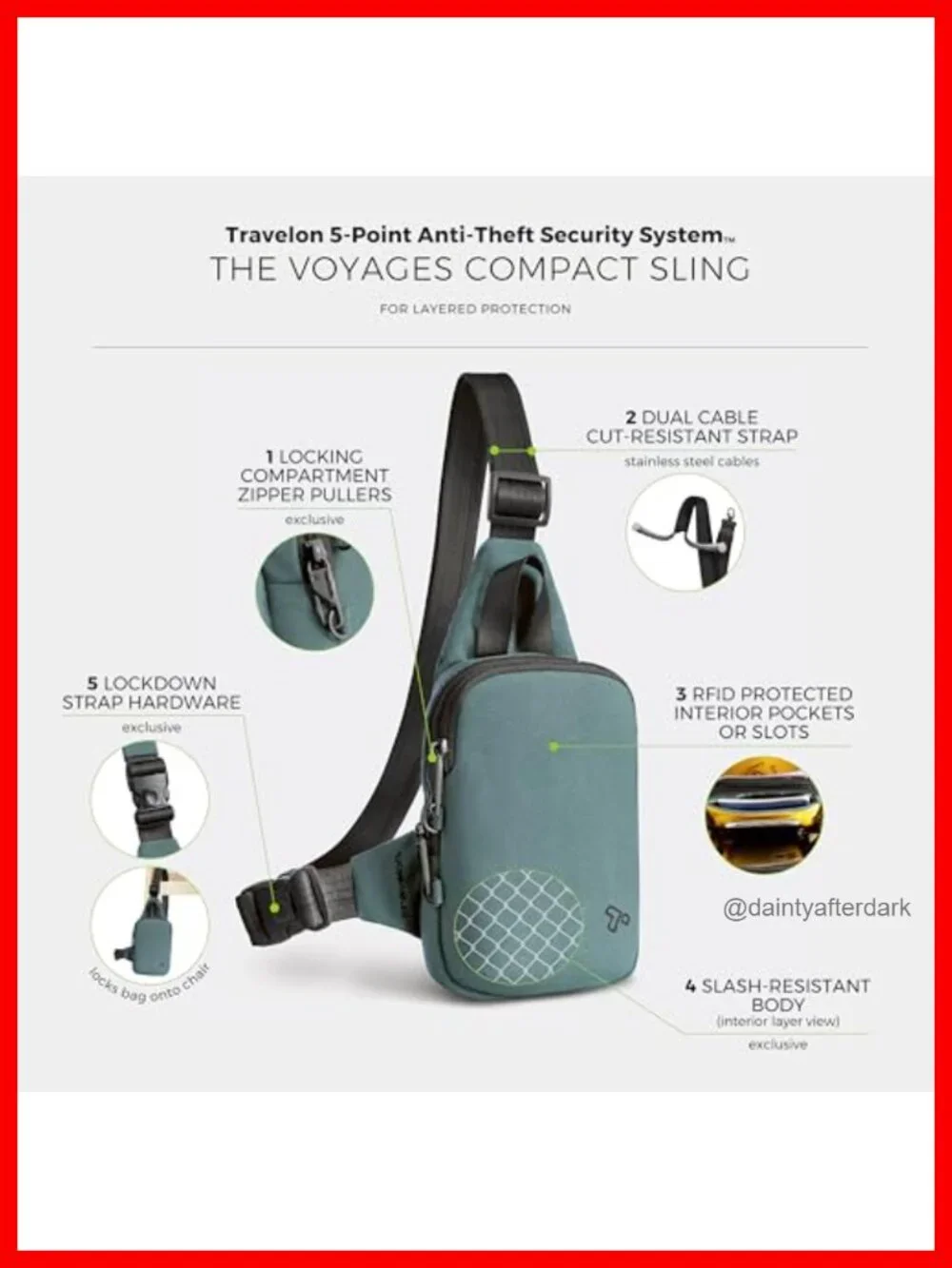 Anti-Theft Compact Sling Bag with RFID Blocking - Travel Essentials